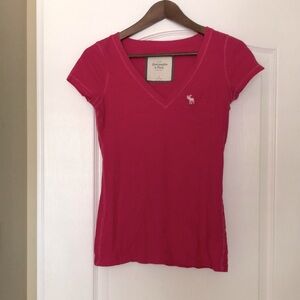 Abercrombie & Fitch Red Fitted Cap Sleeve Tee